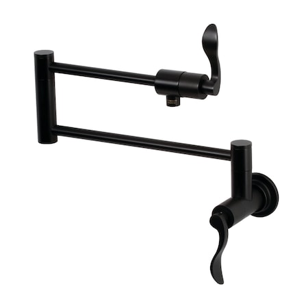 Kingston Brass KS4100DFL Wall Mount Pot Filler, Matte Black KS4100DFL